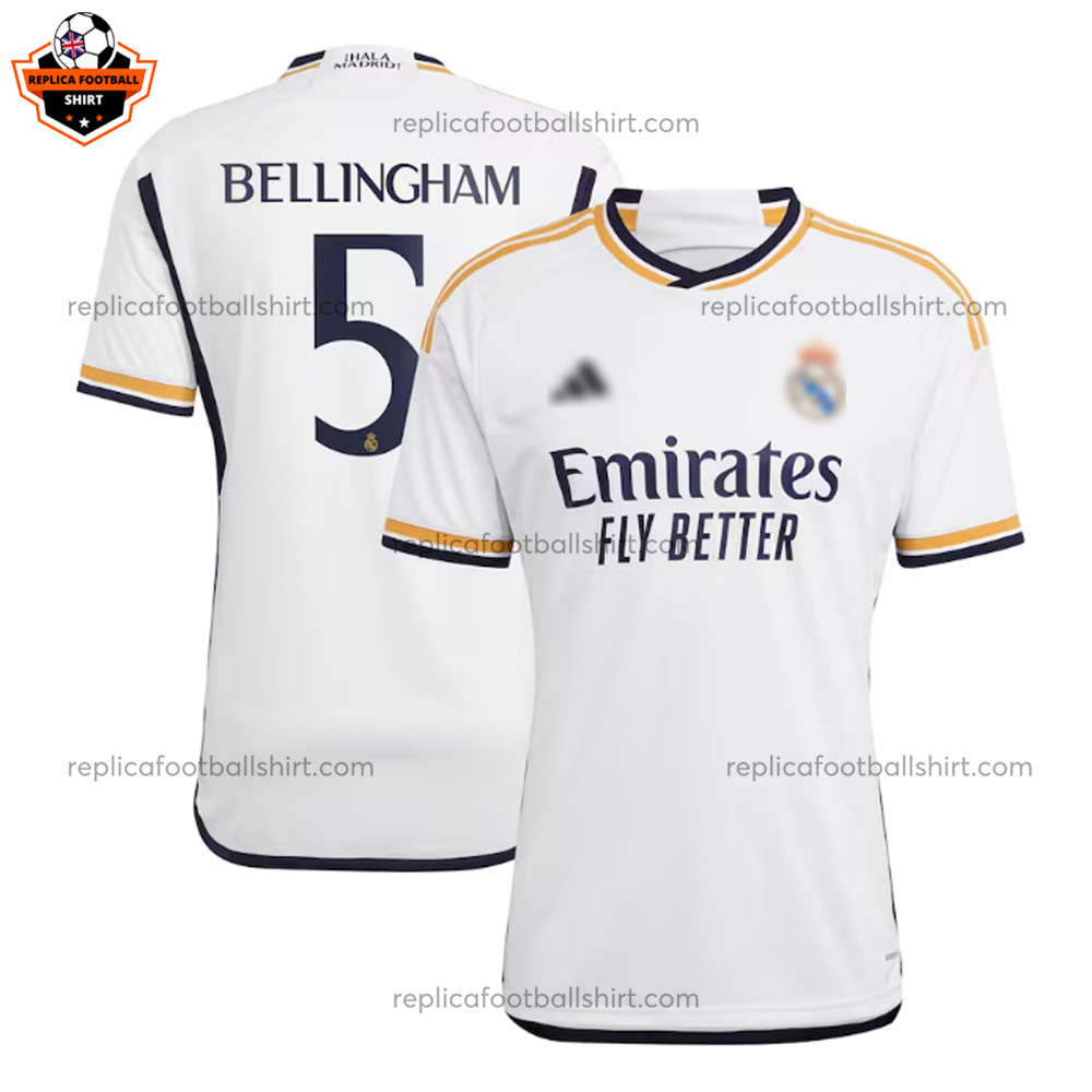Real Madrid Home Men Replica Football Shirt 2023/24 BELLINGHAM 5 Printed - Over View