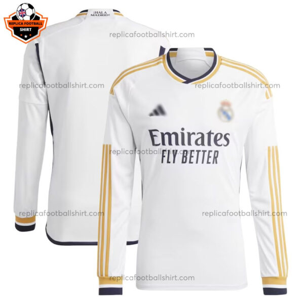Real Madrid Home Men Replica Football Shirt 23/24 Long Sleeve - Over View