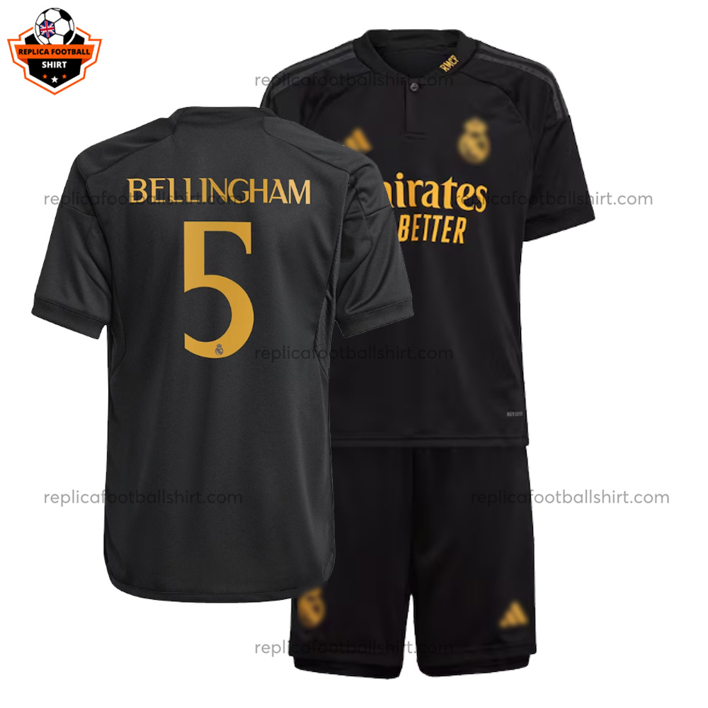 Real Madrid Third Kid Replica Football Kit 2023/24 BELLINGHAM 5 Printed - Over View