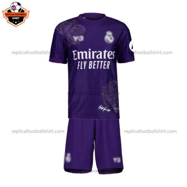 Real Madrid Y3 Purple Kids Replica Football Kit 24/25 - Front View
