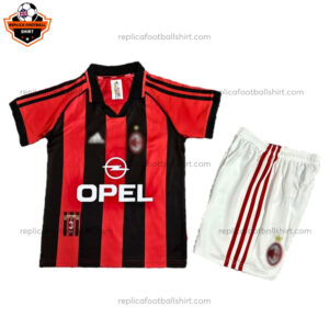 Retro AC Milan Home Kid Replica Football Kit 1998/99 - Front View