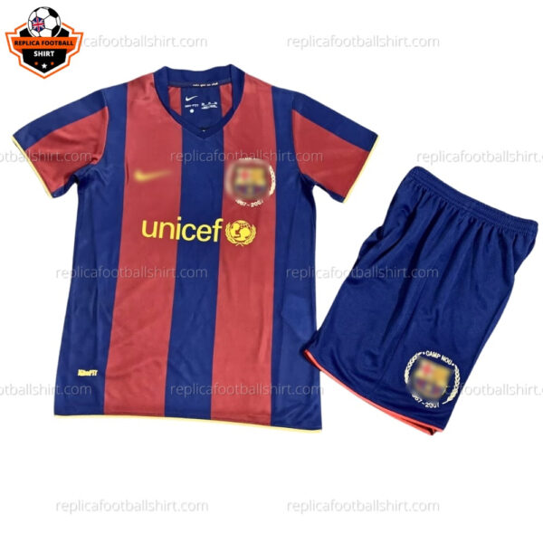 Retro Barcelona Home Kid Replica Football Kit 2007/08 - Front View