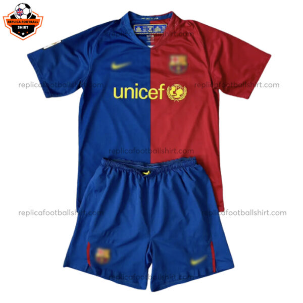 Retro Barcelona Home Kid Replica Football Kit 2008/09 - Front View