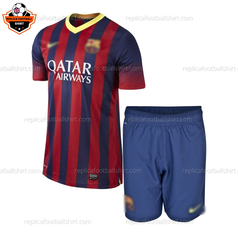 Retro Barcelona Home Kid Replica Football Kit 2013/14 - Front View