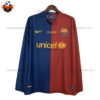 Retro Barcelona Home Men Replica Football Shirt 2008/09 Long Sleeve - Front View