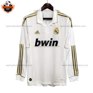 Retro Real Madrid Home Men Replica Football Shirt 2011/12 Long Sleeve - Front View