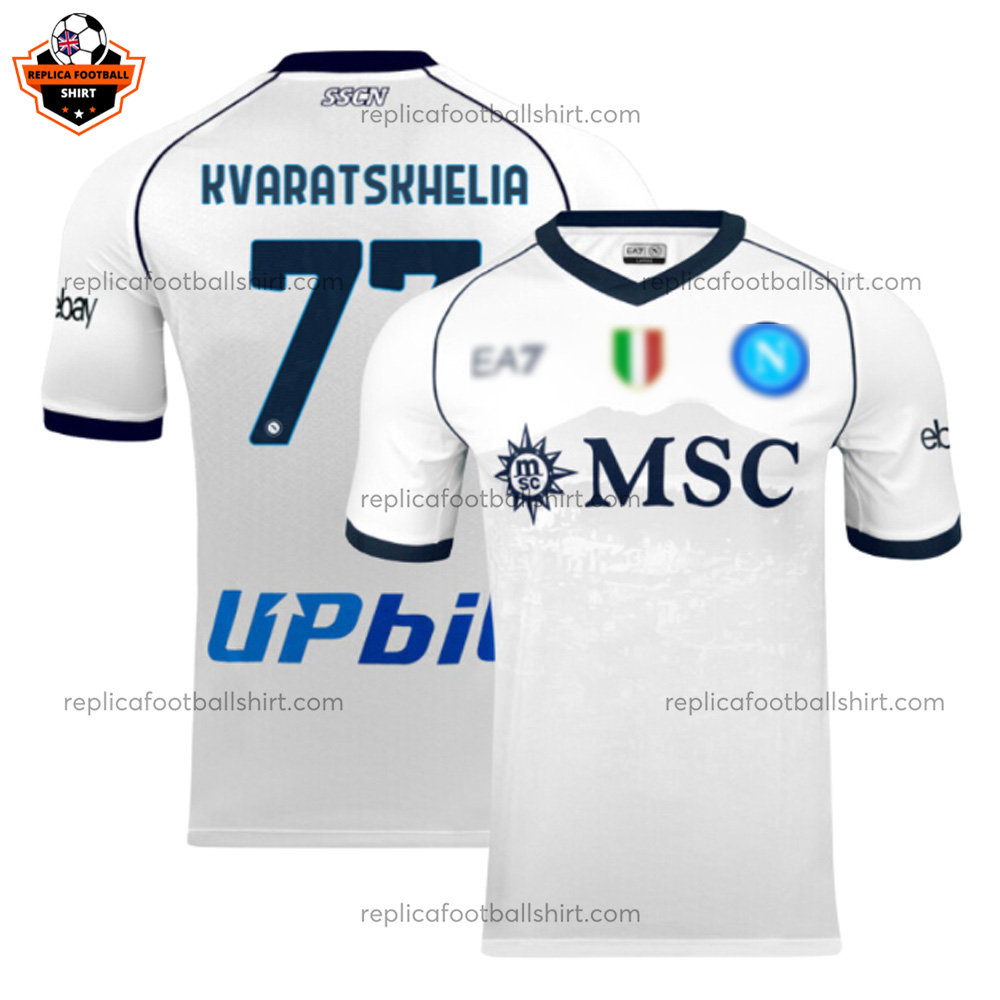SSC Napoli Away Men Replica Football Shirt 2023/24 KVARATSKHELIA 77 Printed - Over View