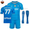SSC Napoli Home Kid Replica Football Kit 2023/24 KVARATSKHELIA 77 Printed - Over View