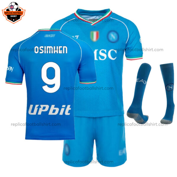 SSC Napoli Home Kid Replica Football Kit 2023/24 OSIMHEN 9 Printed - Over View