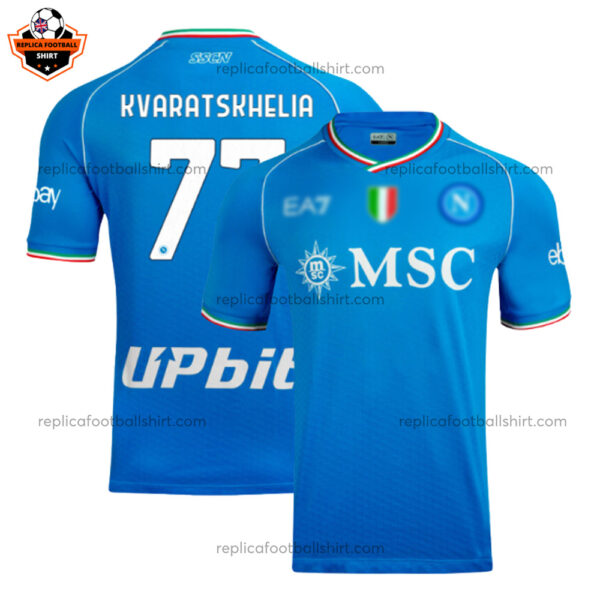 SSC Napoli Home Men Replica Football Shirt 2023/24 KVARATSKHELIA 77 Printed - Over View