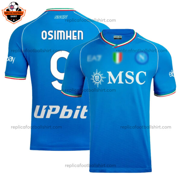 SSC Napoli Home Men Replica Football Shirt 2023/24 OSIMHEN 9 Printed - Over View