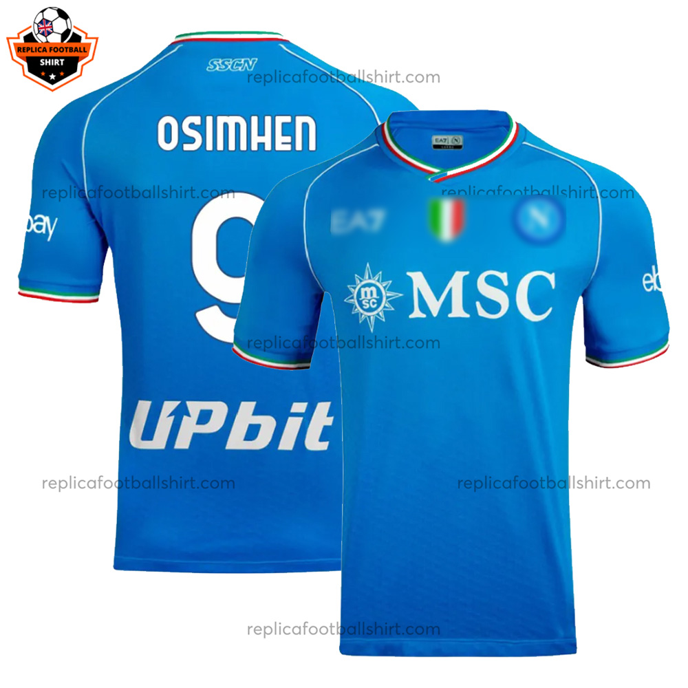 SSC Napoli Home Men Replica Football Shirt 2023/24 OSIMHEN 9 Printed - Over View