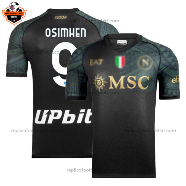 SSC Napoli Third Men Replica Football Shirt 2023/24 OSIMHEN 9 Printed - Over View