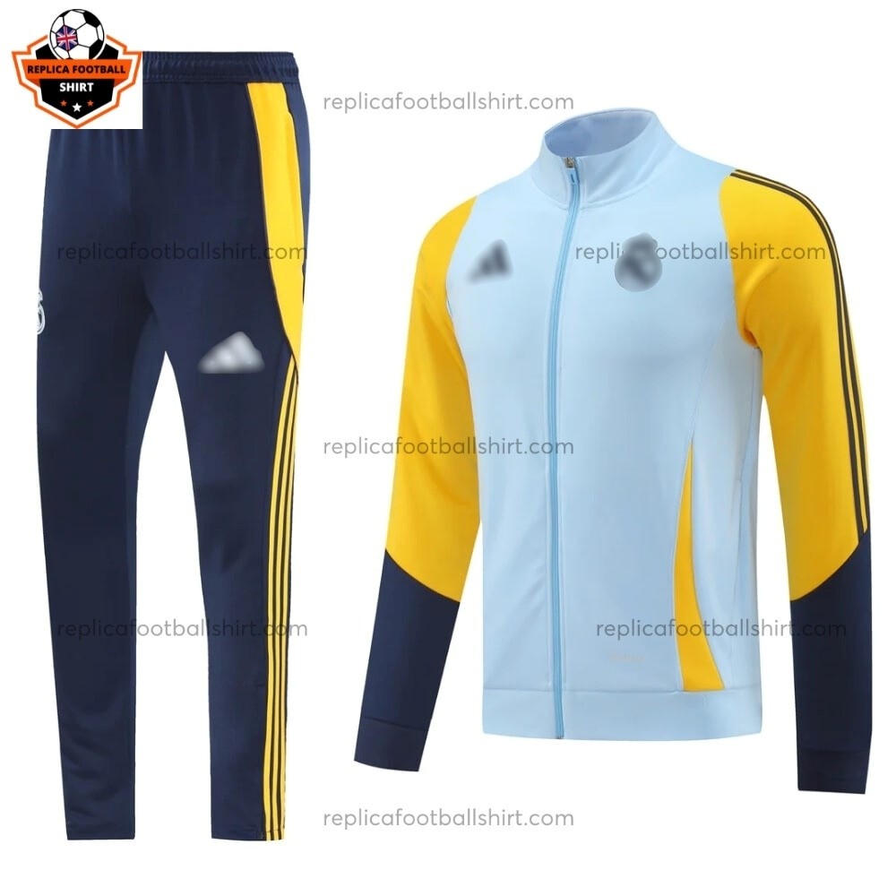 Real Madrid Light Blue Jacket Tracksuit Men Replica Football Shirt 2024/25 Front View