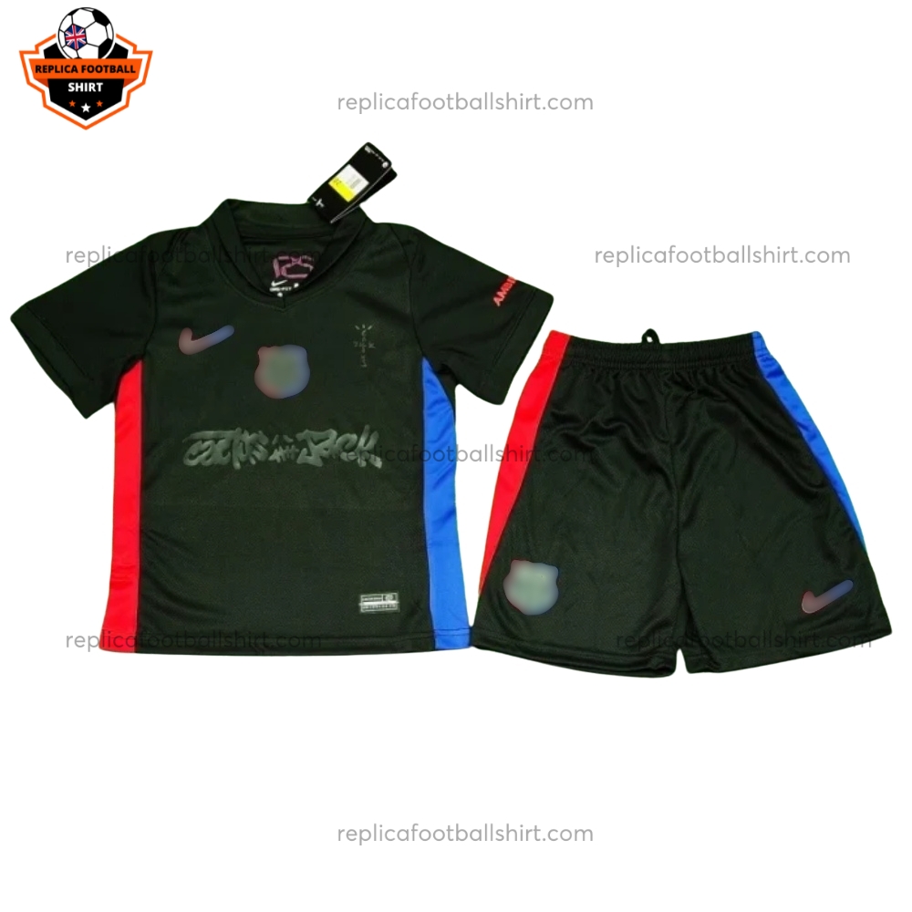 Barcelona x Travis Scott Away Kid Replica Football Kit 2025/26 Front View