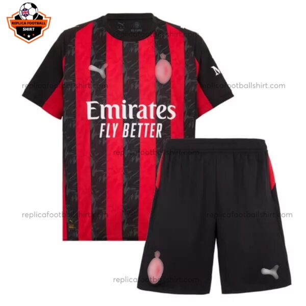 AC Milan Home Kid Replica Football Kit 2025/26 Front View