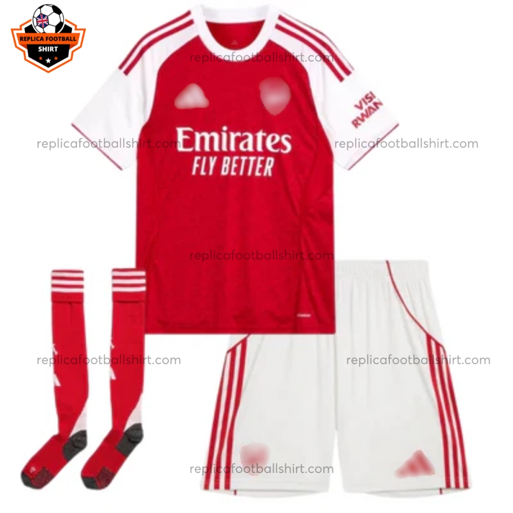 Arsenal Home Kid Replica Football Kit 202526 Front View