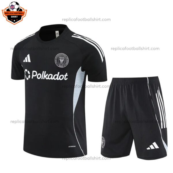 Inter Miami Black Pre Match Training Kid Replica Football Kit 2025/26 Front Side View