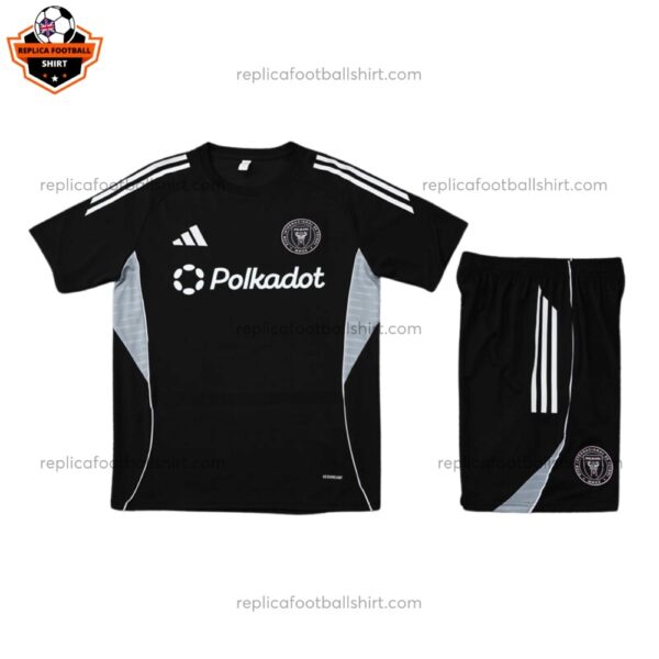 Inter Miami Black Pre Match Training Kid Replica Football Kit 2025/26 Front View