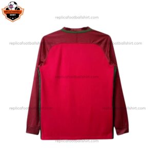 Retro Portugal Home Men Replica Football Shirt Long Sleeve 2016/17 Back View