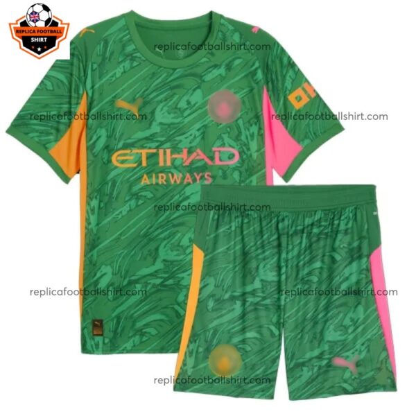 Manchester City Green Goalkeeper Kid Replica Football Kit 2025/26 Front View