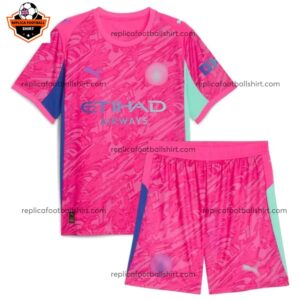 Manchester City Pink Goalkeeper Kid Replica Football Kit 2025/26 Front View