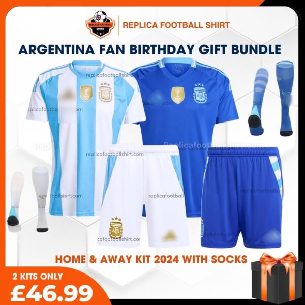 Argentina FC 2024 Birthday Bundle - Home & Away Replica Football Kit for True Fans - Over View