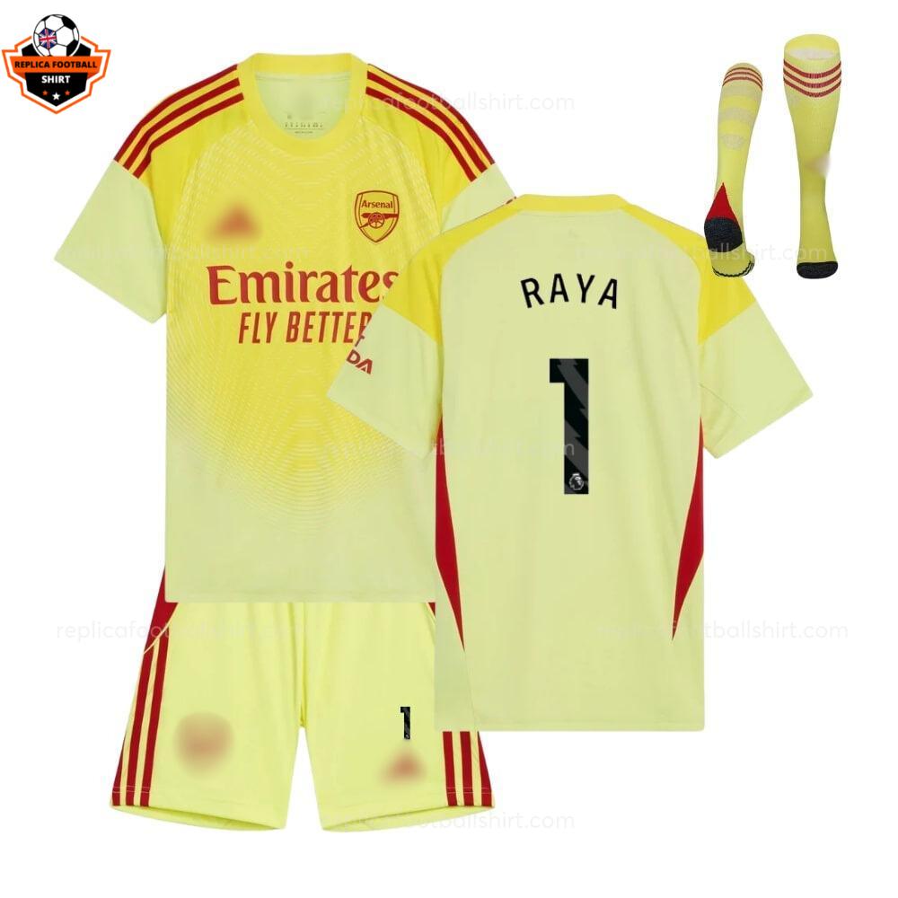 Arsenal Goalkeeper Kid Replica Football Kit 2025-26 RAYA 1 Printed