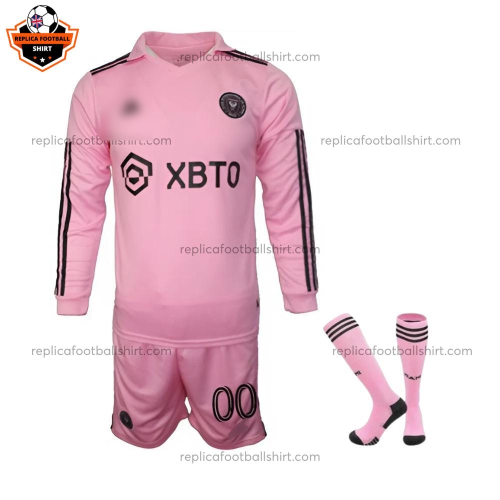 Inter Miami Home Kid Replica Football Kit 2023/24 Long Sleeve - Front View