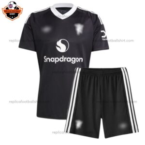Manchester United Black Edition Kid Replica Football Kit 24/25 - Front View