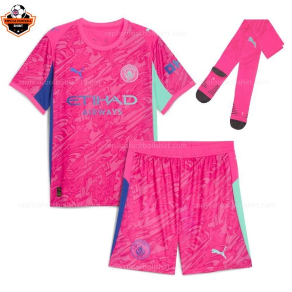 RFS Man City Pink GK Kids Kit 2025_26 With Socks