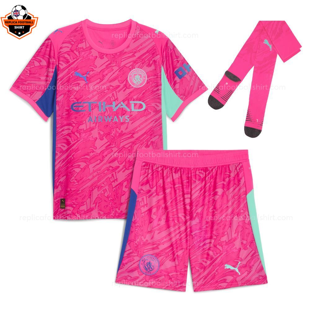 RFS Man City Pink GK Kids Kit 2025_26 With Socks