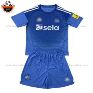 Newcastle Blue Goalkeeper Kid Replica Football Kit 2025/26 frontview