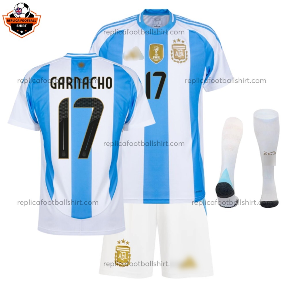 Argentina GARNACHO 17 Home White Short for Men and Kid Replica Football Kit 2024/25 - Over View