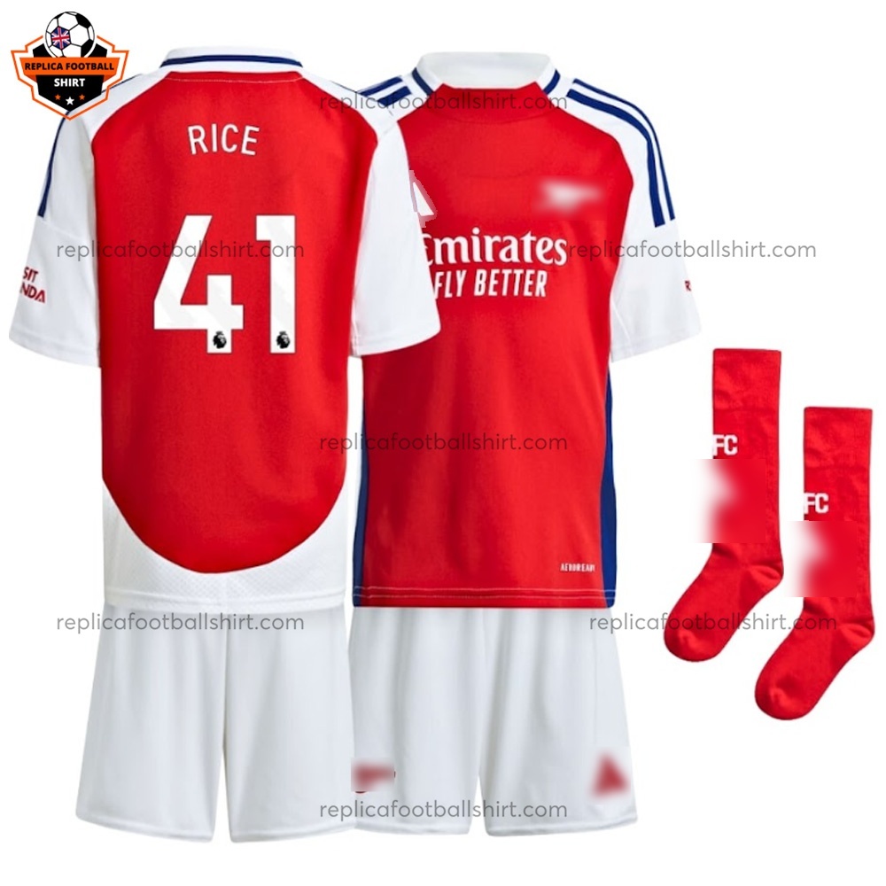 Arsenal Home Kid Replica Football Kit 2024/25 RICE 41 - Over View