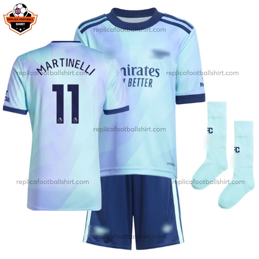 Arsenal Third Kid Replica Football Kit 2024/25 MARTINELLI 11 - Over View
