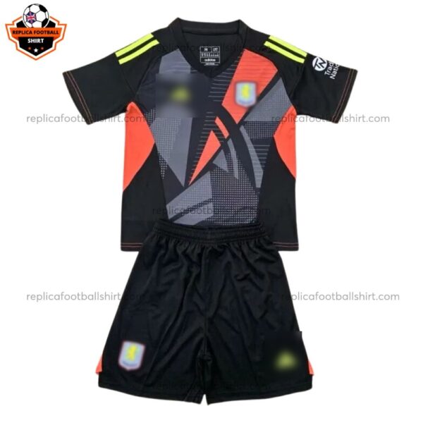 Aston Villa Black Goalkeeper Kid Replica Football Kit 2024/25 - Front View