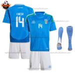 Italy Home Kid Replica Football Kit 2024 CHIESA 14 Printed
