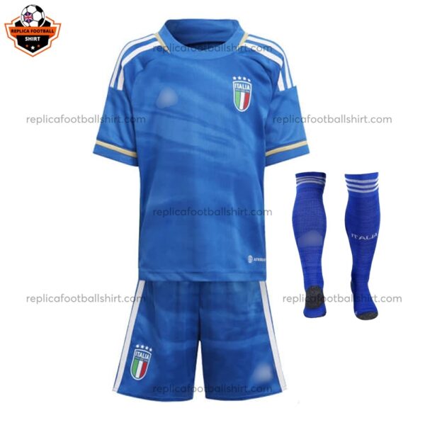 Italy Home Kids World Cup Replica Football Kit 2023 - Front View