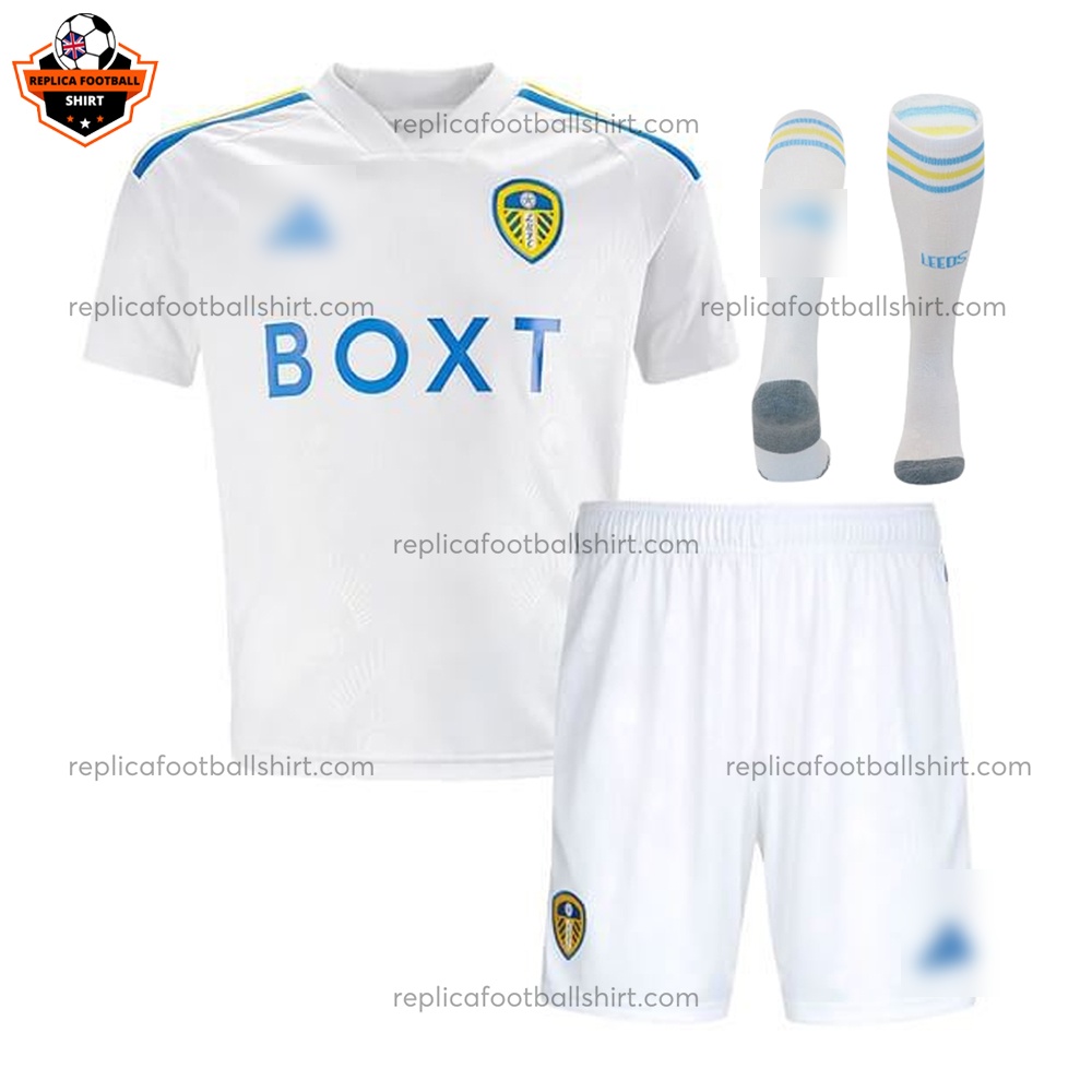Leeds United Home Kid Replica Football Kit 2023/24 - Front View