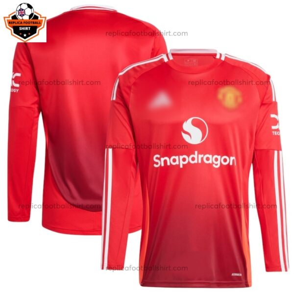 Manchester United Home Men Replica Football Shirt 2024/25 Long Sleeve - Over View