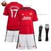 Manchester United Home Kid Replica Football Kit 2023/24 GARNACHO 17 Printed - Over View