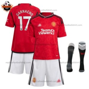 Manchester United Home Kid Replica Football Kit 2023/24 GARNACHO 17 Printed - Over View