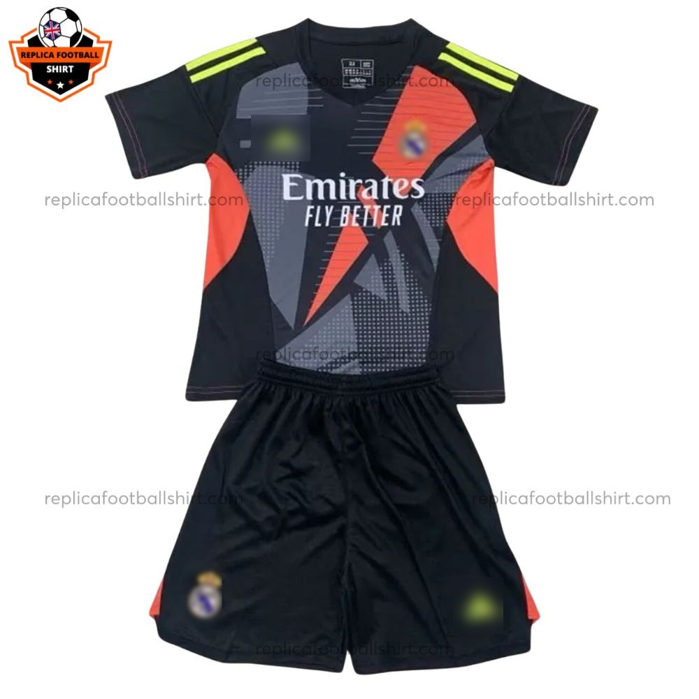 Real Madrid Black Goalkeeper Kid Replica Football Kit 2024/25 - Front View