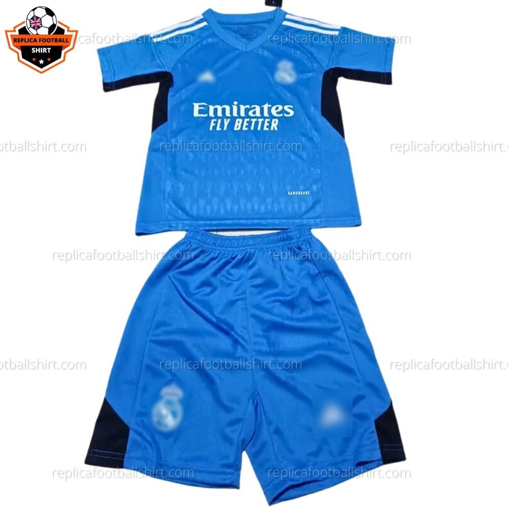 Real Madrid Blue GoalKeeper Kid Replica Football Kit 2023/24 - front view