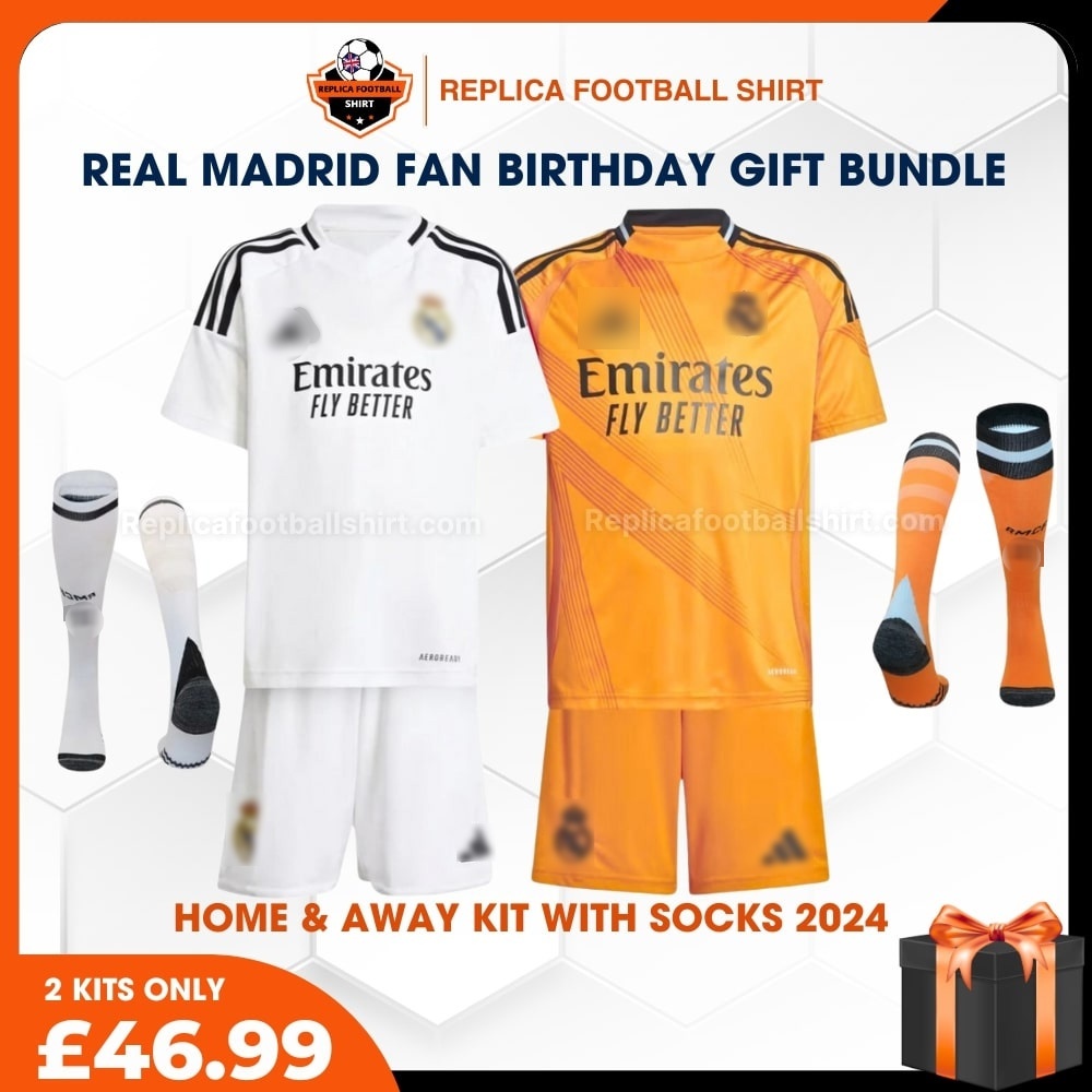 Real Madrid FC 2024/25 Birthday Bundle - Home & Away Replica Football Kit for True Fans - Over View