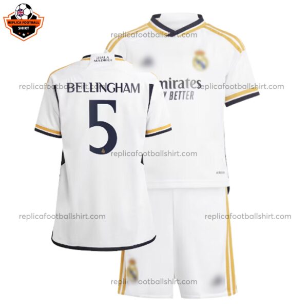 Real Madrid Home Kid Replica Football Kit 2023/24 BELLINGHAM 5 Printed - over view