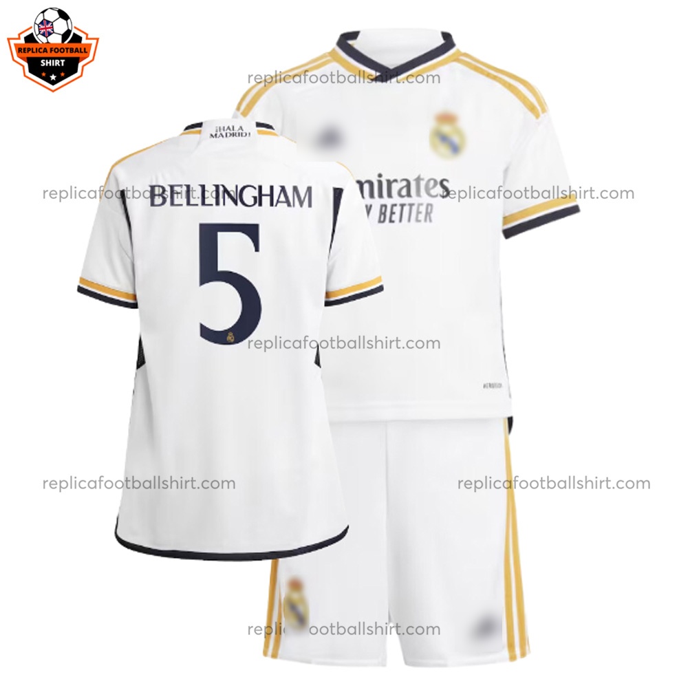 Real Madrid Home Kid Replica Football Kit 2023/24 BELLINGHAM 5 Printed - over view