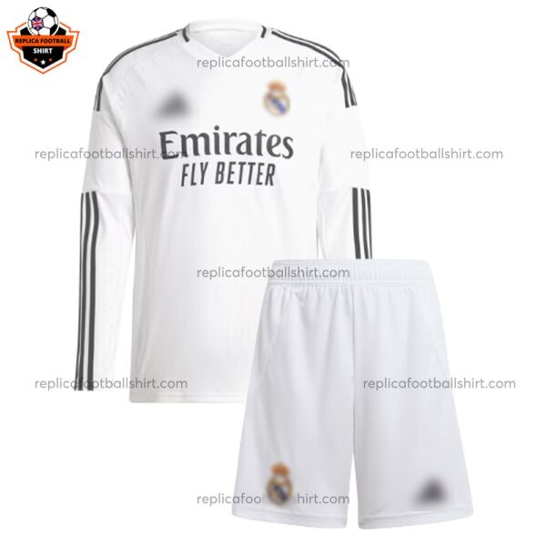 Real Madrid Home Kid Replica Football Kit 2024/25 Long Sleeve - Front View
