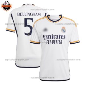Real Madrid Home Men Replica Football Shirt 2023/24 BELLINGHAM 5 Printed - over view